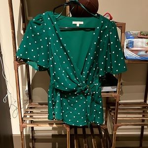 Green Polka Dot Blouse.